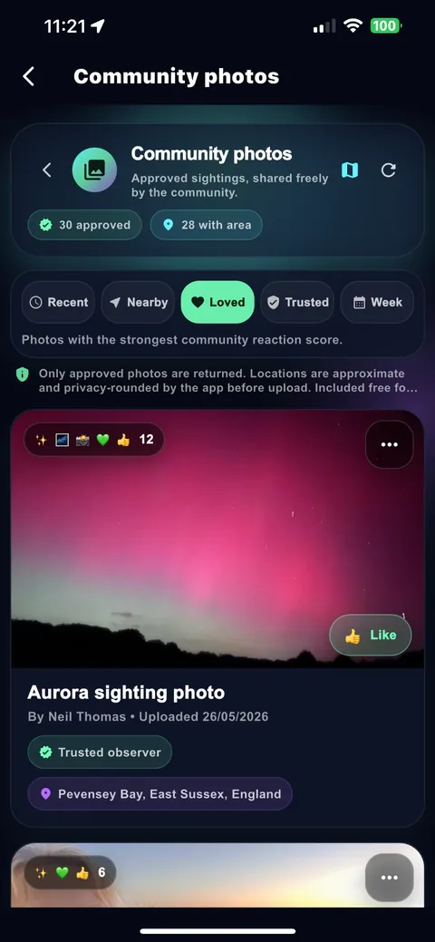 Aurora Beacon approved community aurora photographs