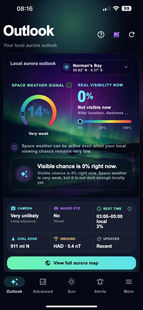 Aurora Beacon local Outlook screen