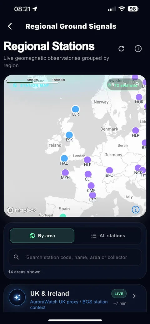 Regional ground signal station map